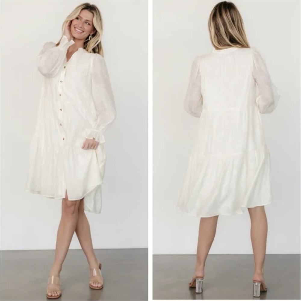 Baltic Born Breanna Button Down Cream Midi Dress Size Medium NWT